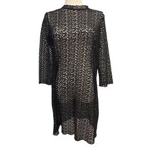 ZARA Medium Vintage-Inspired W&B Black Crochet Dress